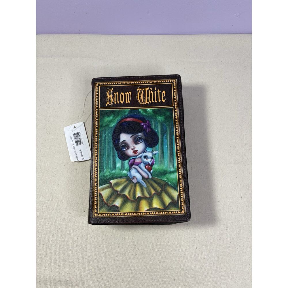 Snow White The Brothers Grimm Book Vinyl Clutch/Purse NWT Brown
